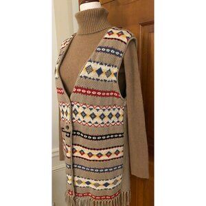 VTG Southwestern Knit Sweater Vest Womens Med Fringe Festival Indie Rock Western